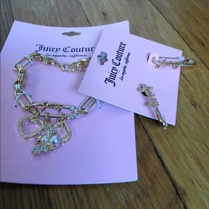 Juicy safety pin bracelet and earrings